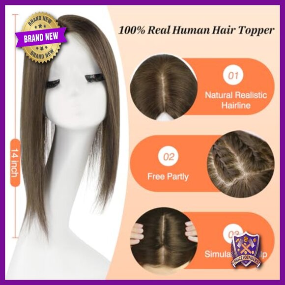 14 Inch Human Hair Topper Silk Base No Bangs For Thinning Hair Volume main image 5